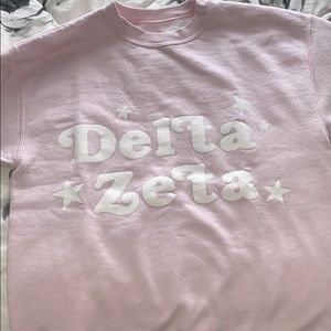 Delta zeta light pink star crewneck